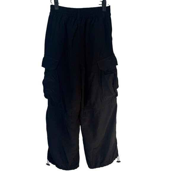 ZARA Cargo Pants XS Black Viscose & Linen - Picture 2 of 13